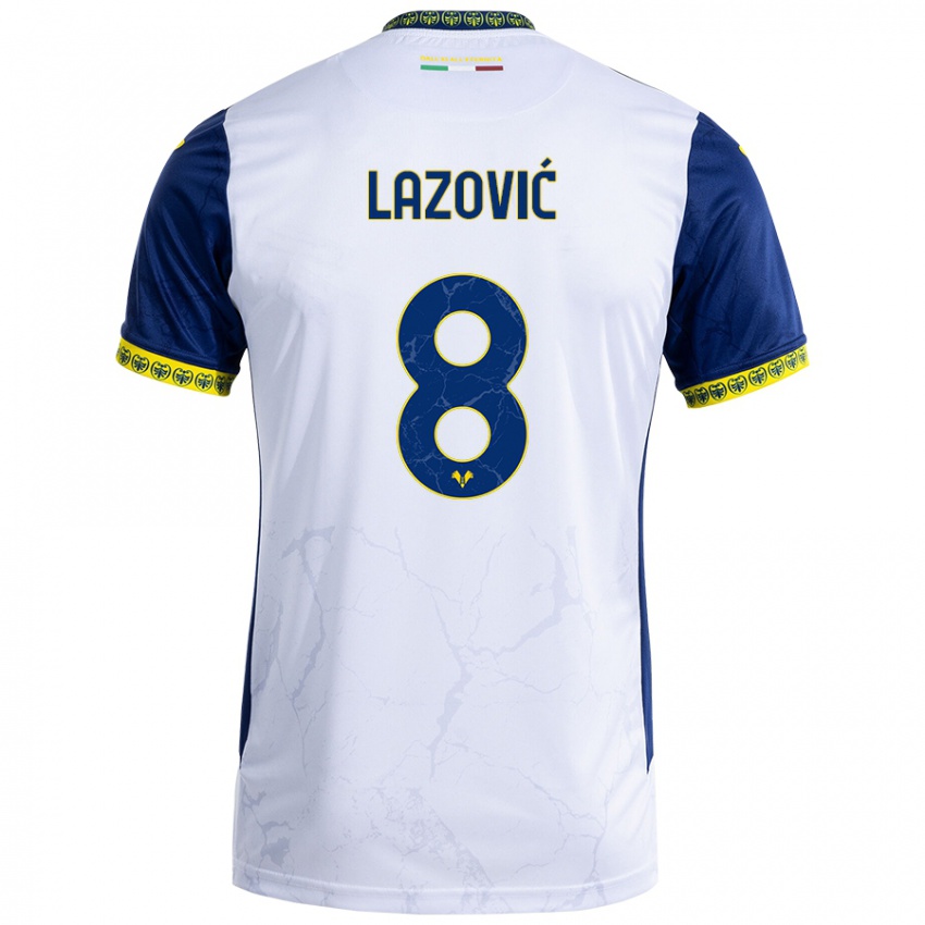 Kinder Darko Lazović #8 Weiß Blau Auswärtstrikot Trikot 2024/25 T-Shirt