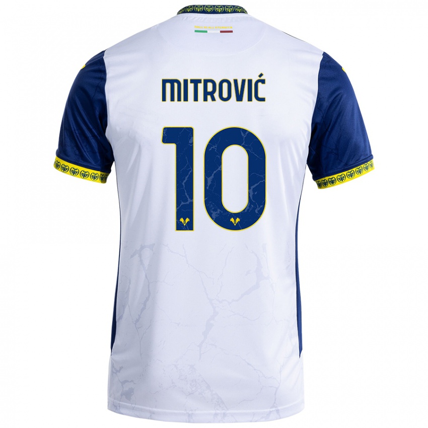 Kinder Stefan Mitrović #10 Weiß Blau Auswärtstrikot Trikot 2024/25 T-Shirt