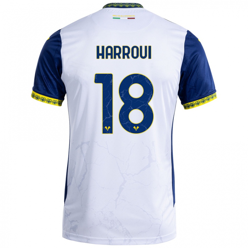 Kinder Abdou Harroui #18 Weiß Blau Auswärtstrikot Trikot 2024/25 T-Shirt