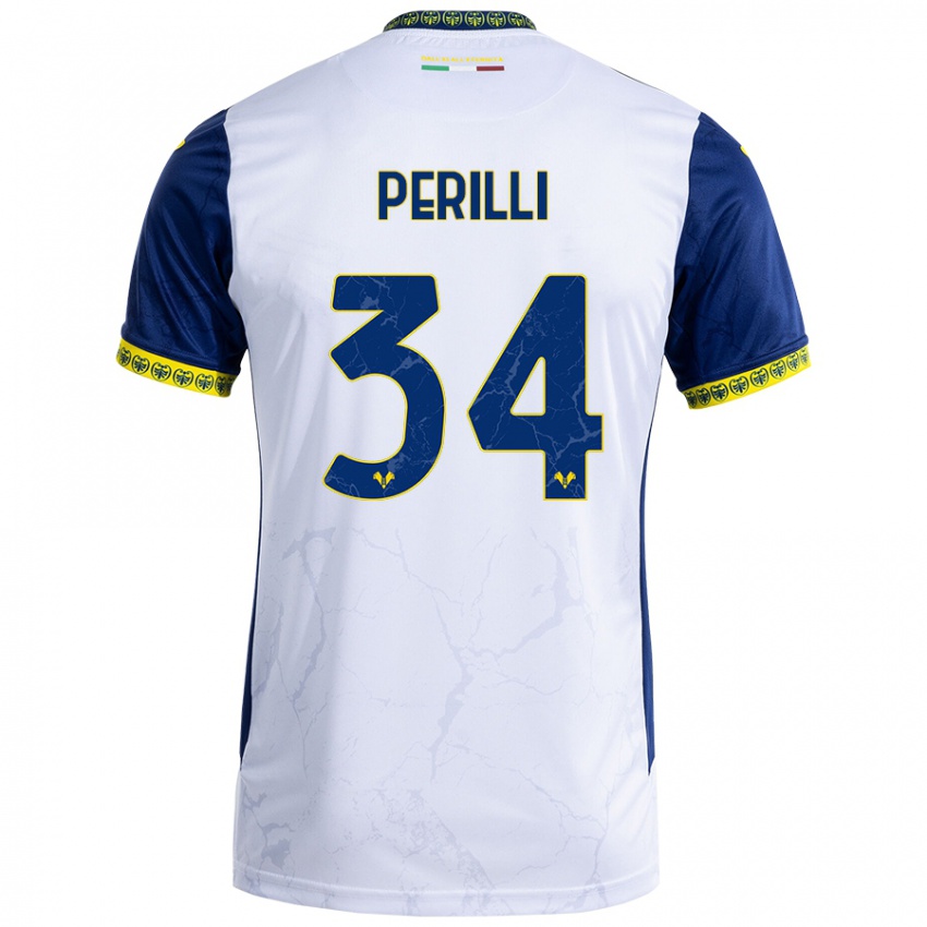 Kinder Simone Perilli #34 Weiß Blau Auswärtstrikot Trikot 2024/25 T-Shirt