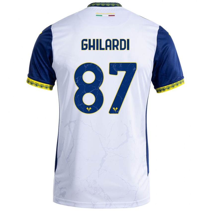 Kinder Daniele Ghilardi #87 Weiß Blau Auswärtstrikot Trikot 2024/25 T-Shirt