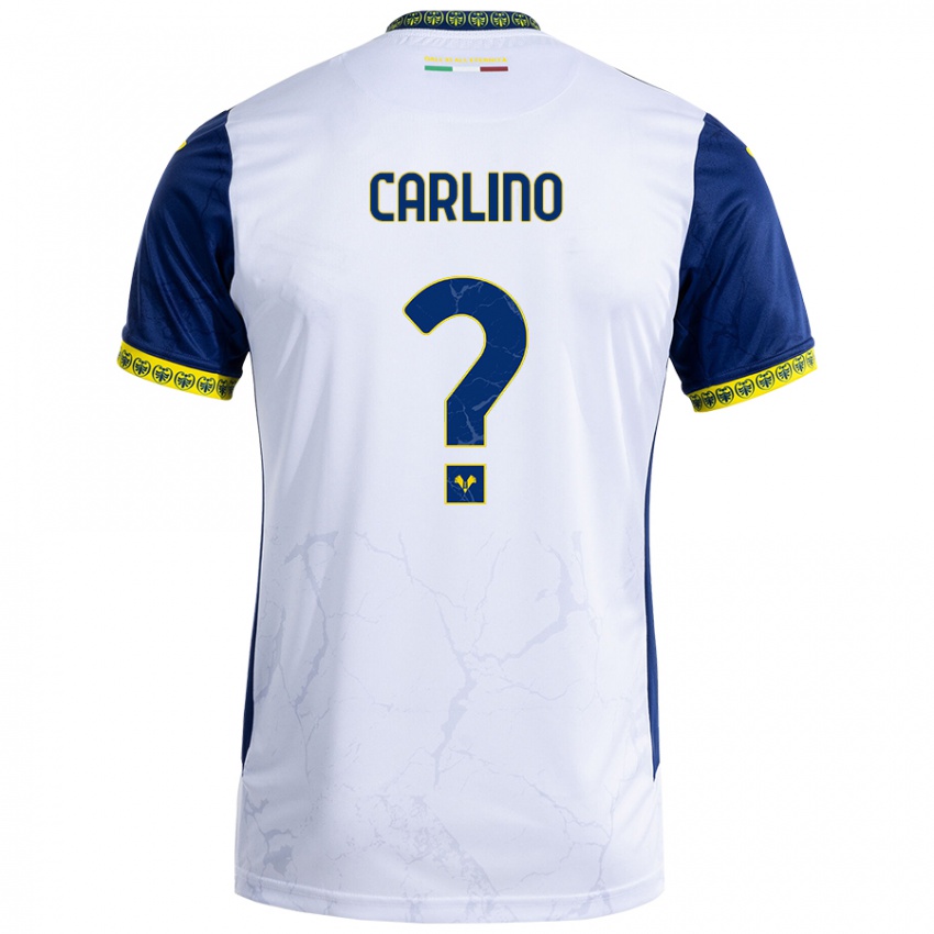 Kinder Luca Carlino #0 Weiß Blau Auswärtstrikot Trikot 2024/25 T-Shirt