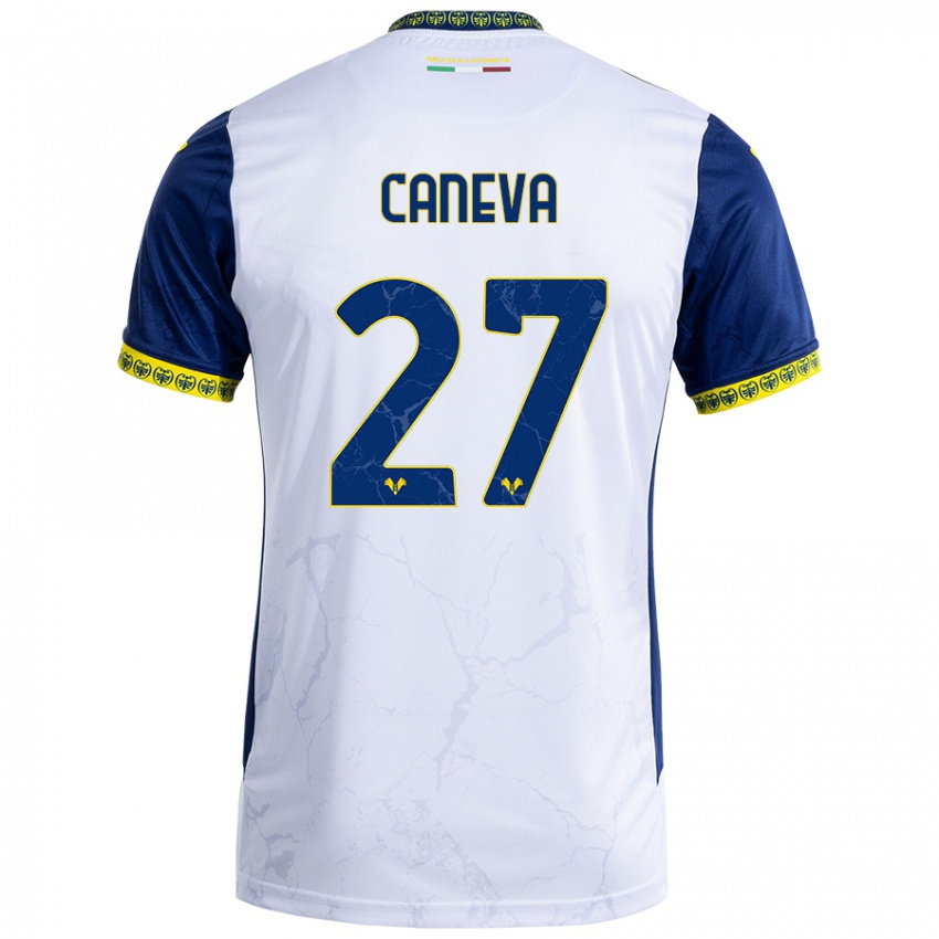 Kinder Elia Caneva #27 Weiß Blau Auswärtstrikot Trikot 2024/25 T-Shirt