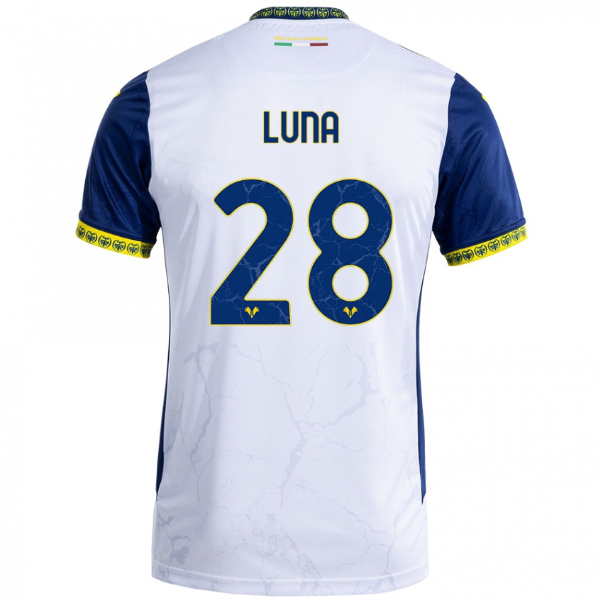 Kinder Agustín Luna #28 Weiß Blau Auswärtstrikot Trikot 2024/25 T-Shirt