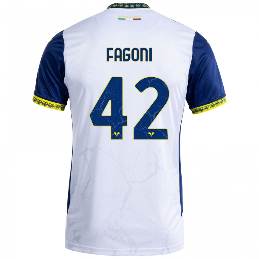 Kinder Marco Fagoni #42 Weiß Blau Auswärtstrikot Trikot 2024/25 T-Shirt