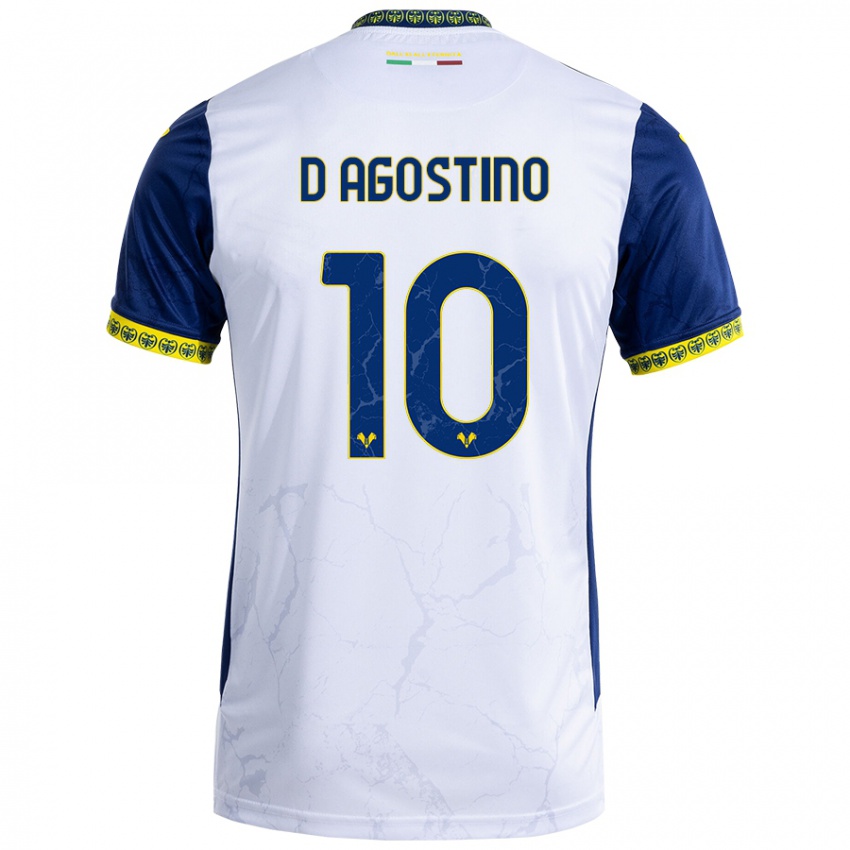 Kinder Samuele D'agostino #10 Weiß Blau Auswärtstrikot Trikot 2024/25 T-Shirt