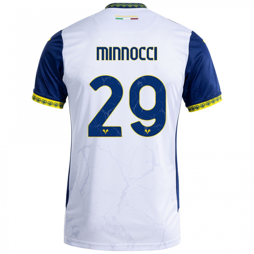 Kinder Valerio Minnocci #29 Weiß Blau Auswärtstrikot Trikot 2024/25 T-Shirt