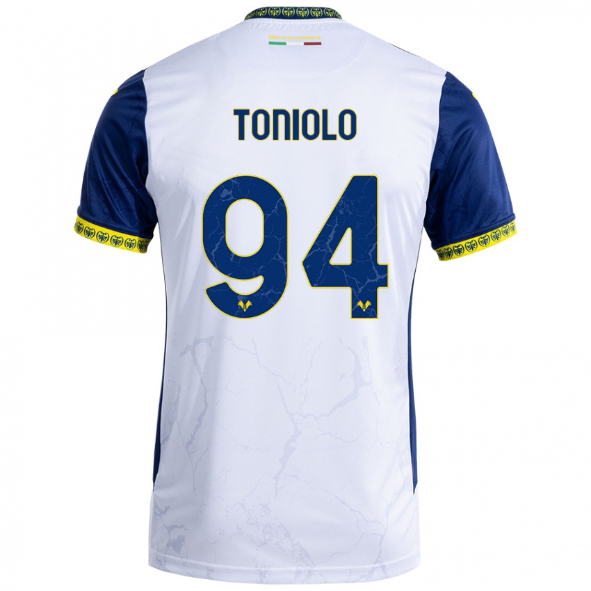 Kinder Giacomo Toniolo #94 Weiß Blau Auswärtstrikot Trikot 2024/25 T-Shirt