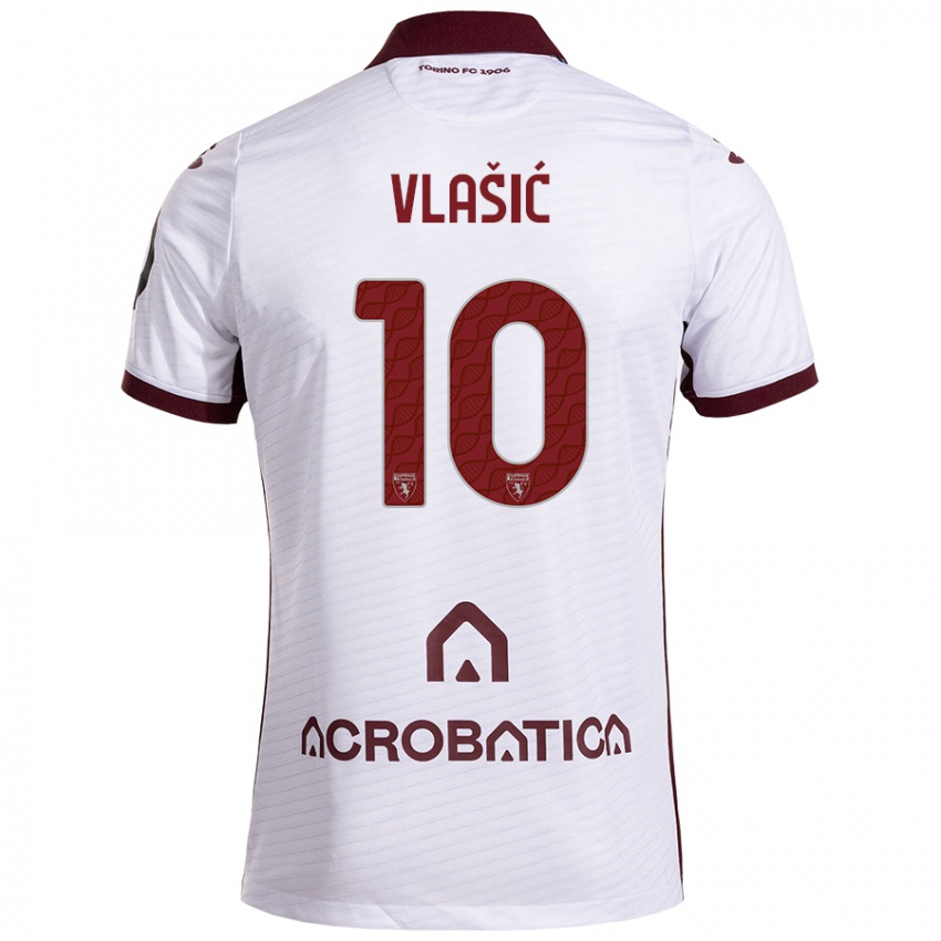 Kinder Nikola Vlašić #10 Weiß Kastanienbraun Auswärtstrikot Trikot 2024/25 T-Shirt