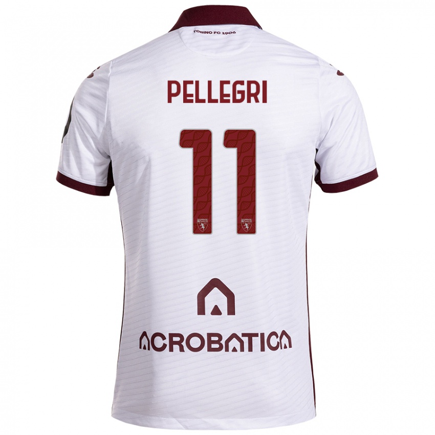 Kinder Pietro Pellegri #11 Weiß Kastanienbraun Auswärtstrikot Trikot 2024/25 T-Shirt