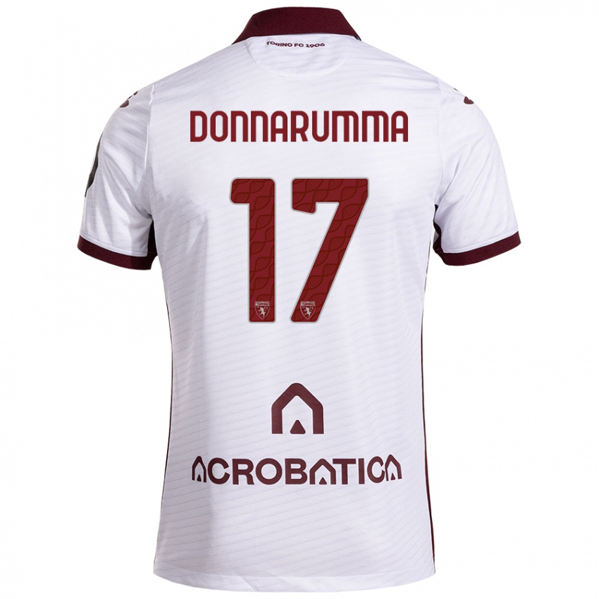 Kinder Antonio Donnarumma #17 Weiß Kastanienbraun Auswärtstrikot Trikot 2024/25 T-Shirt