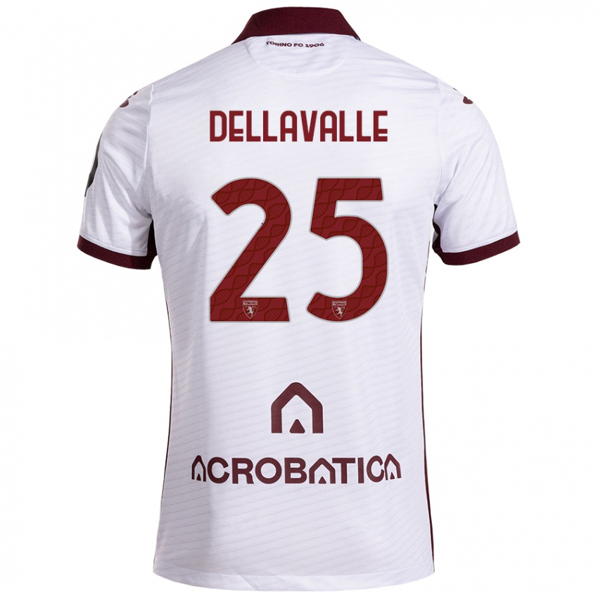 Kinder Alessandro Dellavalle #25 Weiß Kastanienbraun Auswärtstrikot Trikot 2024/25 T-Shirt