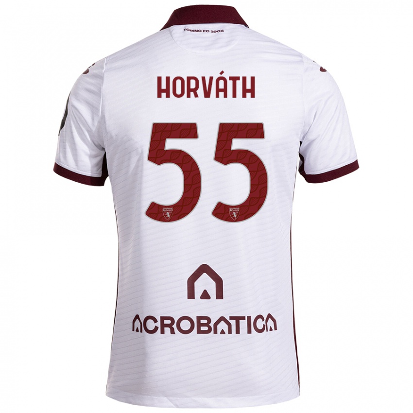 Kinder Krisztofer Horváth #55 Weiß Kastanienbraun Auswärtstrikot Trikot 2024/25 T-Shirt