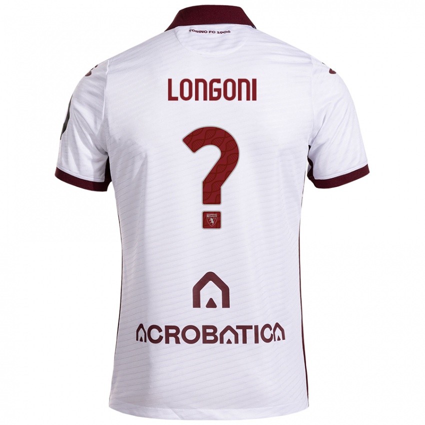 Kinder Marco Longoni #0 Weiß Kastanienbraun Auswärtstrikot Trikot 2024/25 T-Shirt