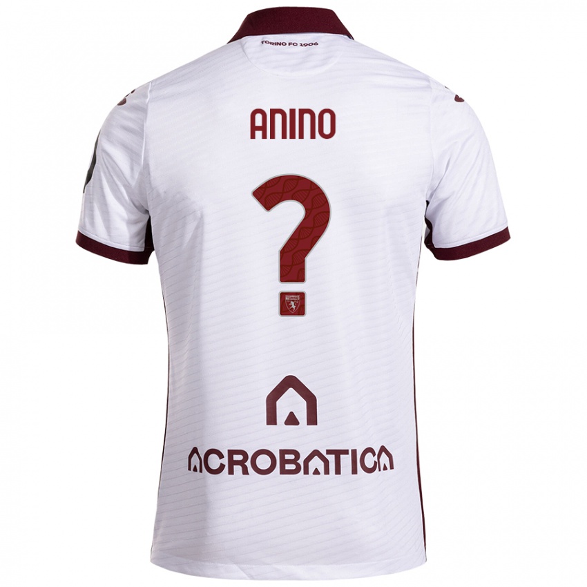 Kinder Riccardo Anino #0 Weiß Kastanienbraun Auswärtstrikot Trikot 2024/25 T-Shirt