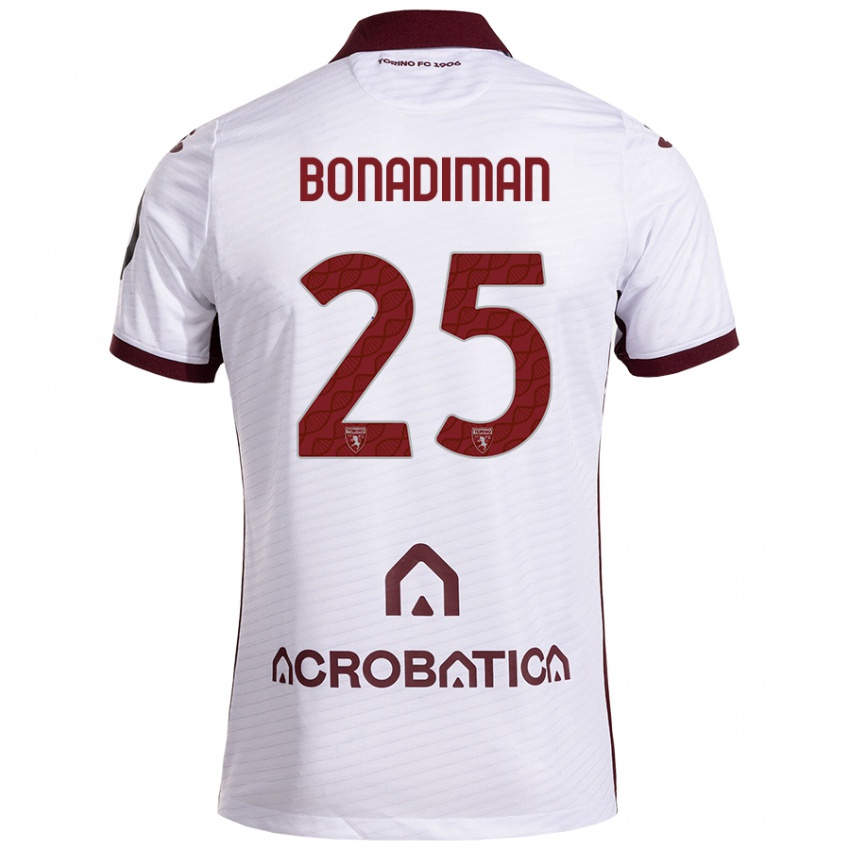 Kinder Matteo Bonadiman #25 Weiß Kastanienbraun Auswärtstrikot Trikot 2024/25 T-Shirt