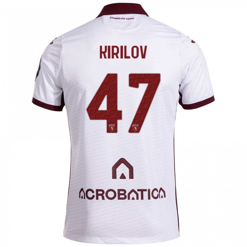 Kinder Martin Kirilov #47 Weiß Kastanienbraun Auswärtstrikot Trikot 2024/25 T-Shirt