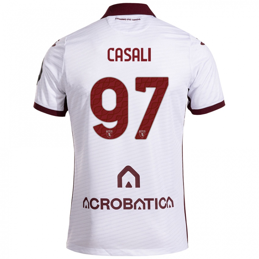 Kinder Michele Casali #97 Weiß Kastanienbraun Auswärtstrikot Trikot 2024/25 T-Shirt