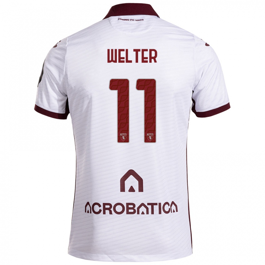 Kinder Francesca Welter #11 Weiß Kastanienbraun Auswärtstrikot Trikot 2024/25 T-Shirt