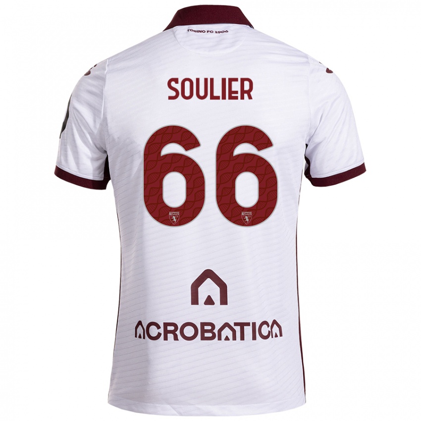 Kinder Evan Soulier #66 Weiß Kastanienbraun Auswärtstrikot Trikot 2024/25 T-Shirt