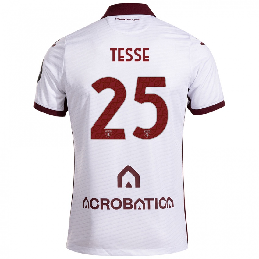 Kinder Manuela Tesse #25 Weiß Kastanienbraun Auswärtstrikot Trikot 2024/25 T-Shirt