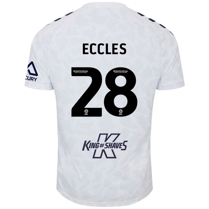 Kinder Josh Eccles #28 Weiß Auswärtstrikot Trikot 2024/25 T-Shirt