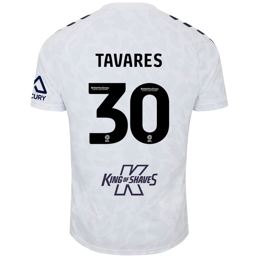 Kinder Fábio Tavares #30 Weiß Auswärtstrikot Trikot 2024/25 T-Shirt