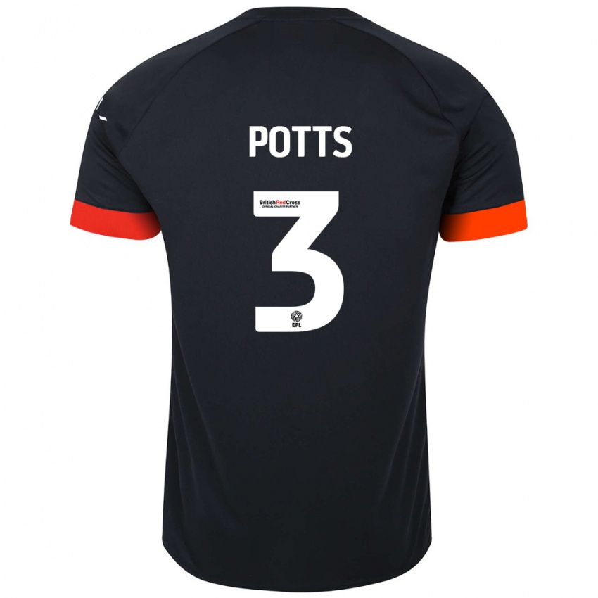 Kinder Dan Potts #3 Schwarz Orange Auswärtstrikot Trikot 2024/25 T-Shirt