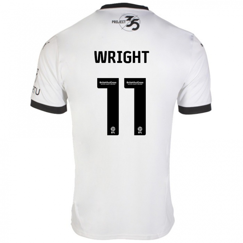 Kinder Callum Wright #11 Weiß Schwarz Auswärtstrikot Trikot 2024/25 T-Shirt