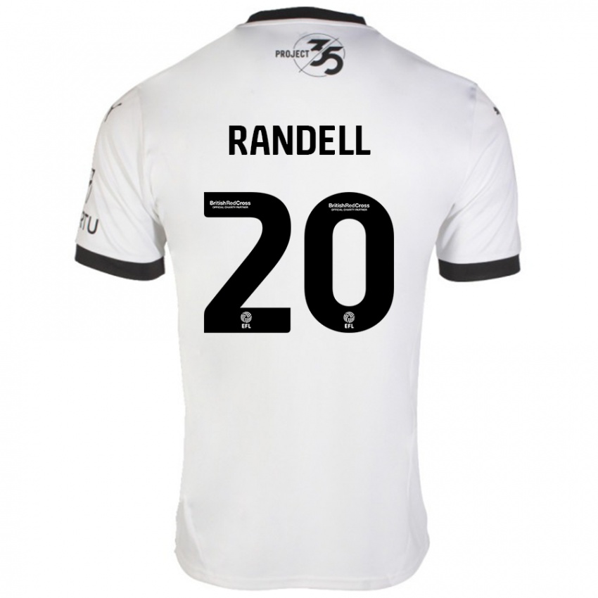 Kinder Adam Randell #20 Weiß Schwarz Auswärtstrikot Trikot 2024/25 T-Shirt