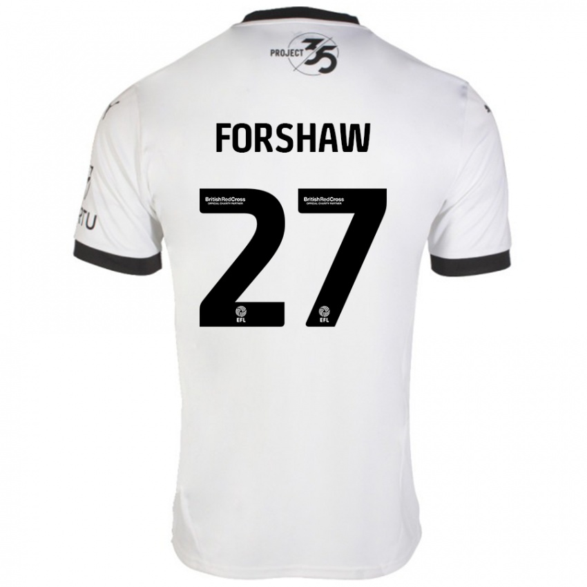 Kinder Adam Forshaw #27 Weiß Schwarz Auswärtstrikot Trikot 2024/25 T-Shirt