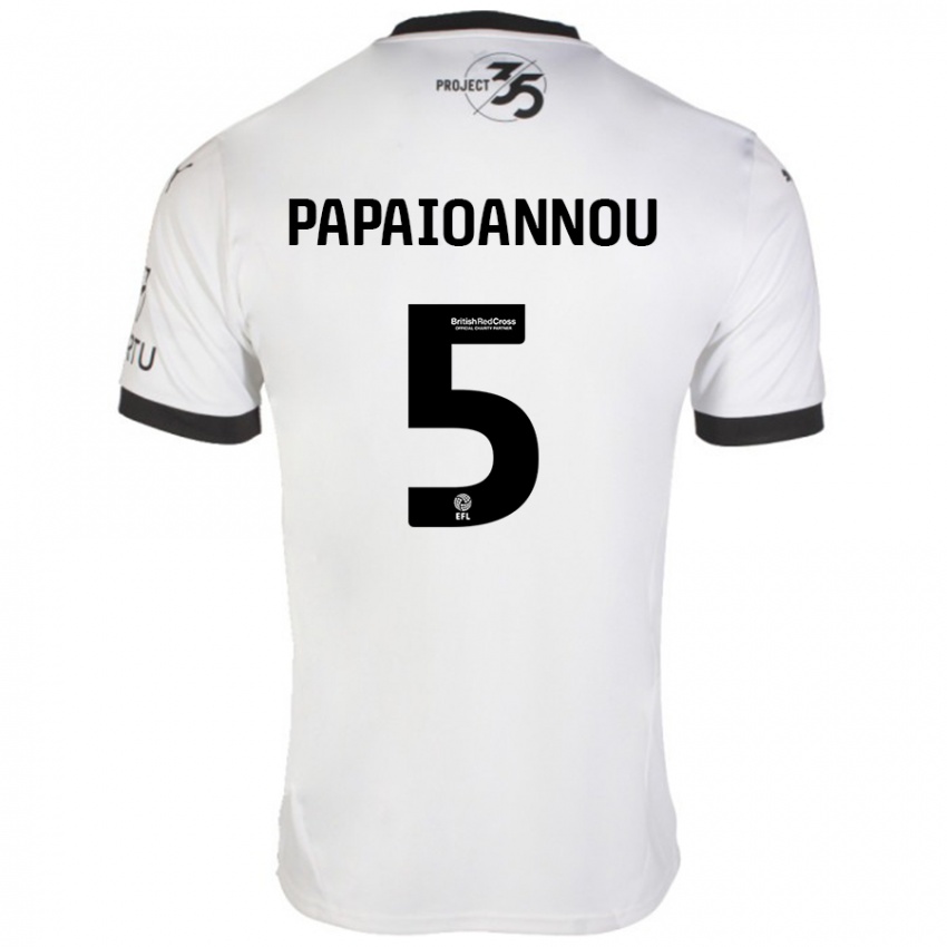 Kinder Panagiota Papaioannou #5 Weiß Schwarz Auswärtstrikot Trikot 2024/25 T-Shirt