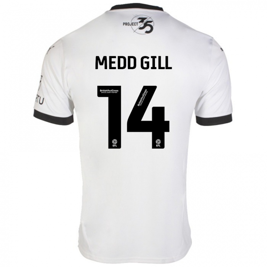 Kinder Tamsin Medd-Gill #14 Weiß Schwarz Auswärtstrikot Trikot 2024/25 T-Shirt