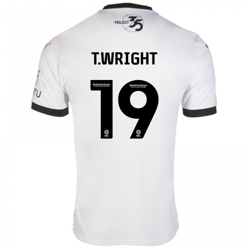 Kinder Tyreik Wright #19 Weiß Schwarz Auswärtstrikot Trikot 2024/25 T-Shirt