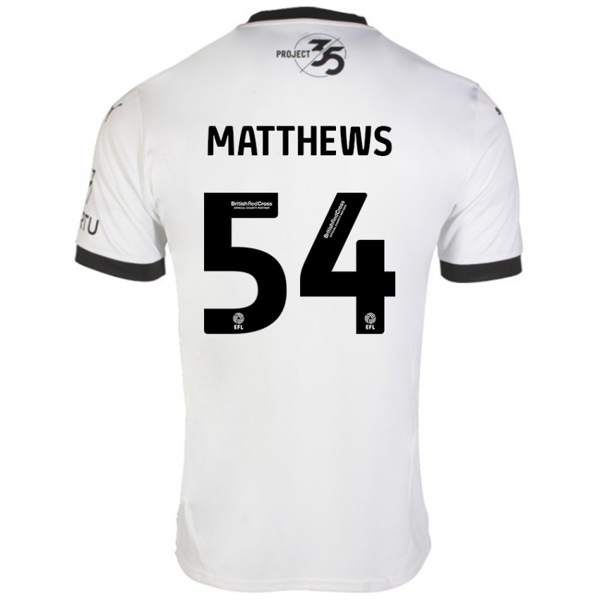 Kinder Jack Matthews #54 Weiß Schwarz Auswärtstrikot Trikot 2024/25 T-Shirt