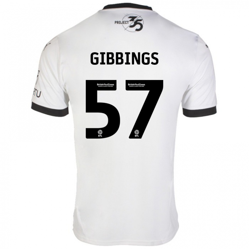 Kinder Cole Gibbings #57 Weiß Schwarz Auswärtstrikot Trikot 2024/25 T-Shirt