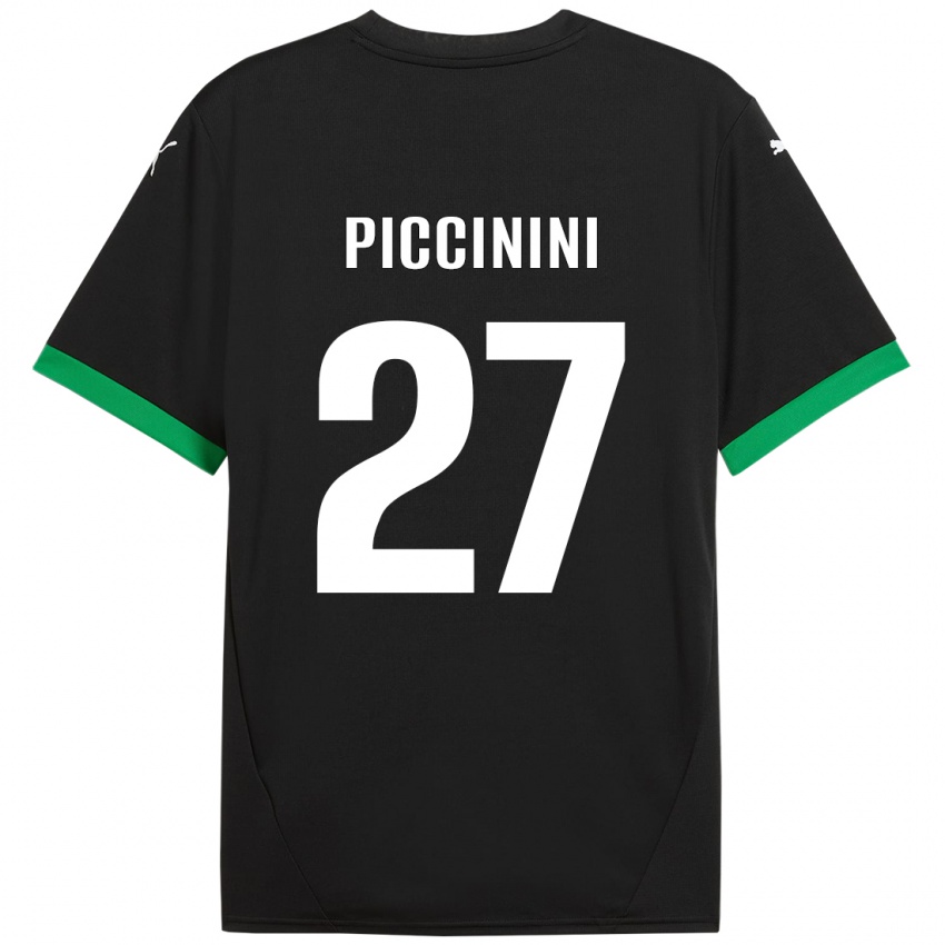 Herren Stefano Piccinini #27 Schwarz Dunkelgrün Heimtrikot Trikot 2024/25 T-Shirt