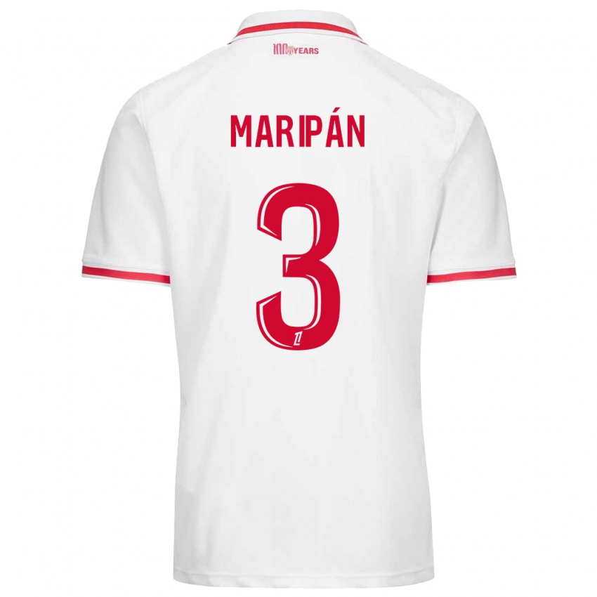 Herren Guillermo Maripán #3 Weiß Rot Heimtrikot Trikot 2024/25 T-Shirt