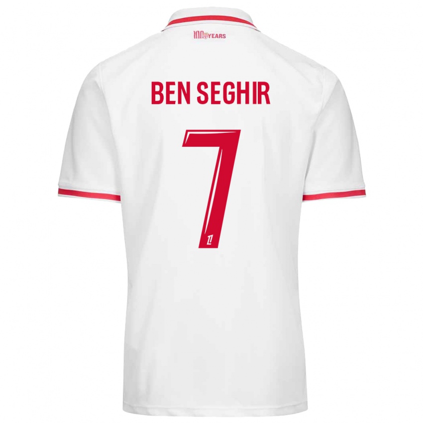 Herren Eliesse Ben Seghir #7 Weiß Rot Heimtrikot Trikot 2024/25 T-Shirt