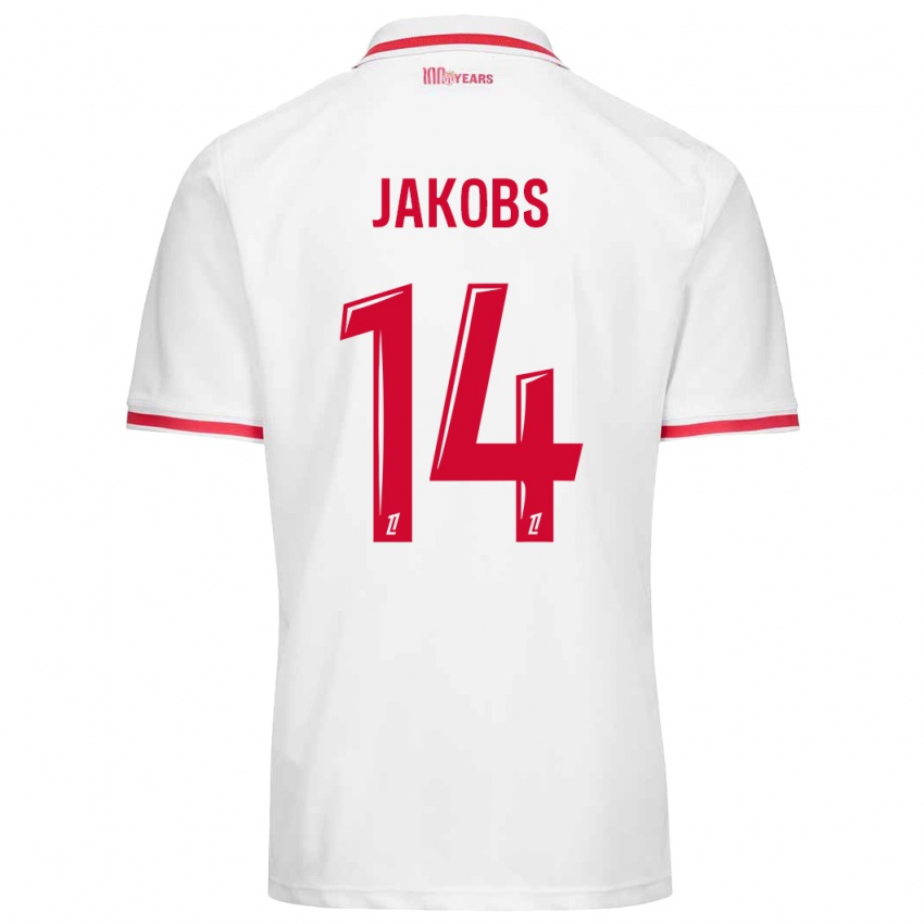 Herren Ismail Jakobs #14 Weiß Rot Heimtrikot Trikot 2024/25 T-Shirt