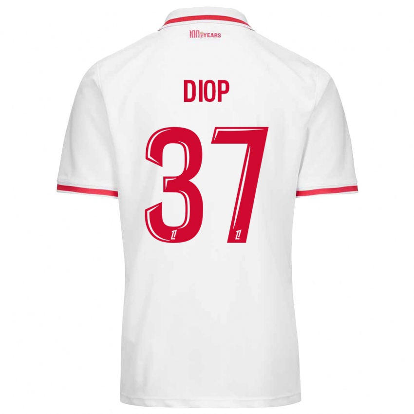 Herren Edan Diop #37 Weiß Rot Heimtrikot Trikot 2024/25 T-Shirt