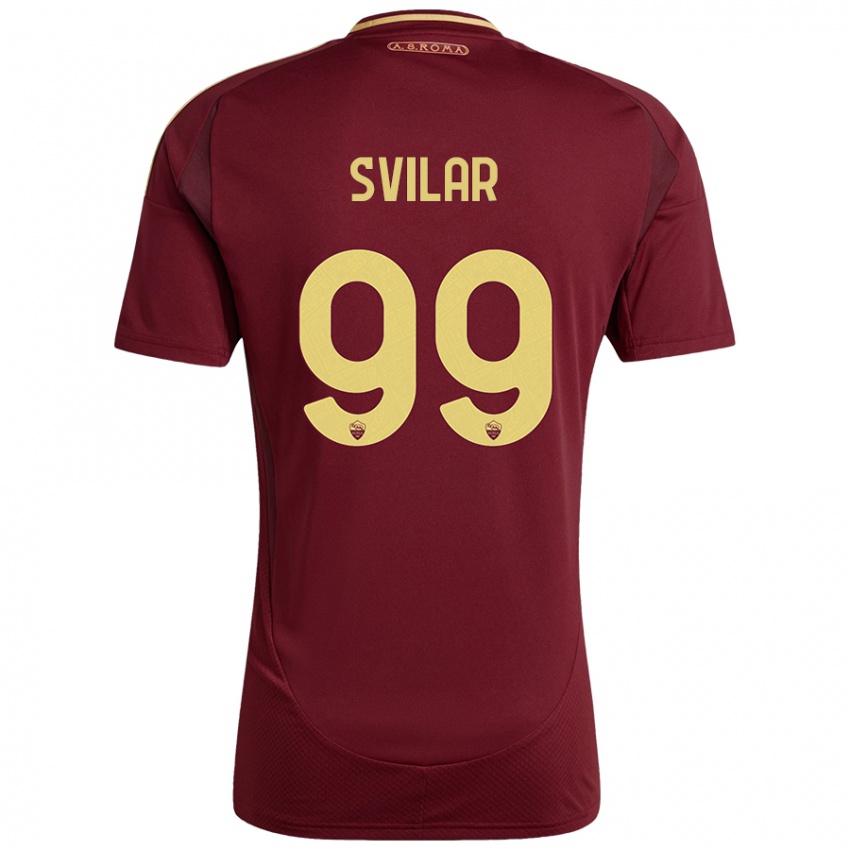 Herren Mile Svilar #99 Rot Braun Gold Heimtrikot Trikot 2024/25 T-Shirt