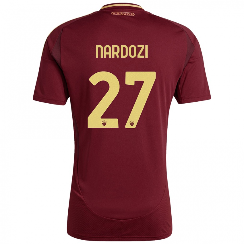 Herren Manuel Nardozi #27 Rot Braun Gold Heimtrikot Trikot 2024/25 T-Shirt