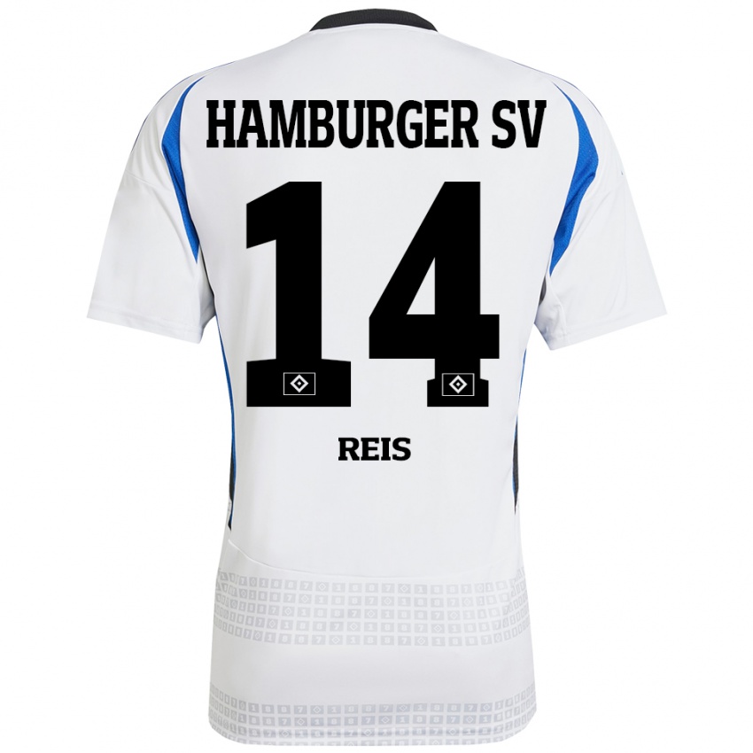 Herren Ludovit Reis #14 Weiß Blau Heimtrikot Trikot 2024/25 T-Shirt