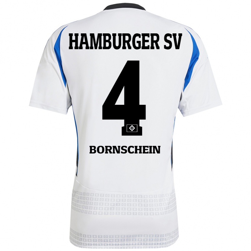 Herren Lukas Bornschein #4 Weiß Blau Heimtrikot Trikot 2024/25 T-Shirt