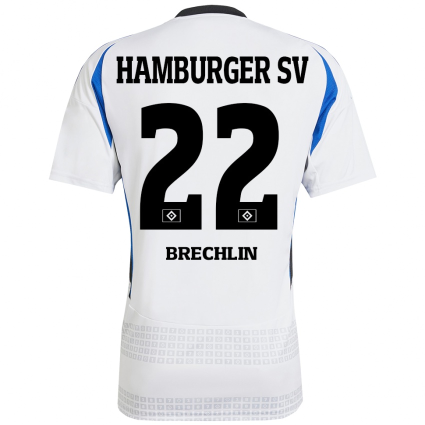 Herren Bjarne Brechlin #22 Weiß Blau Heimtrikot Trikot 2024/25 T-Shirt