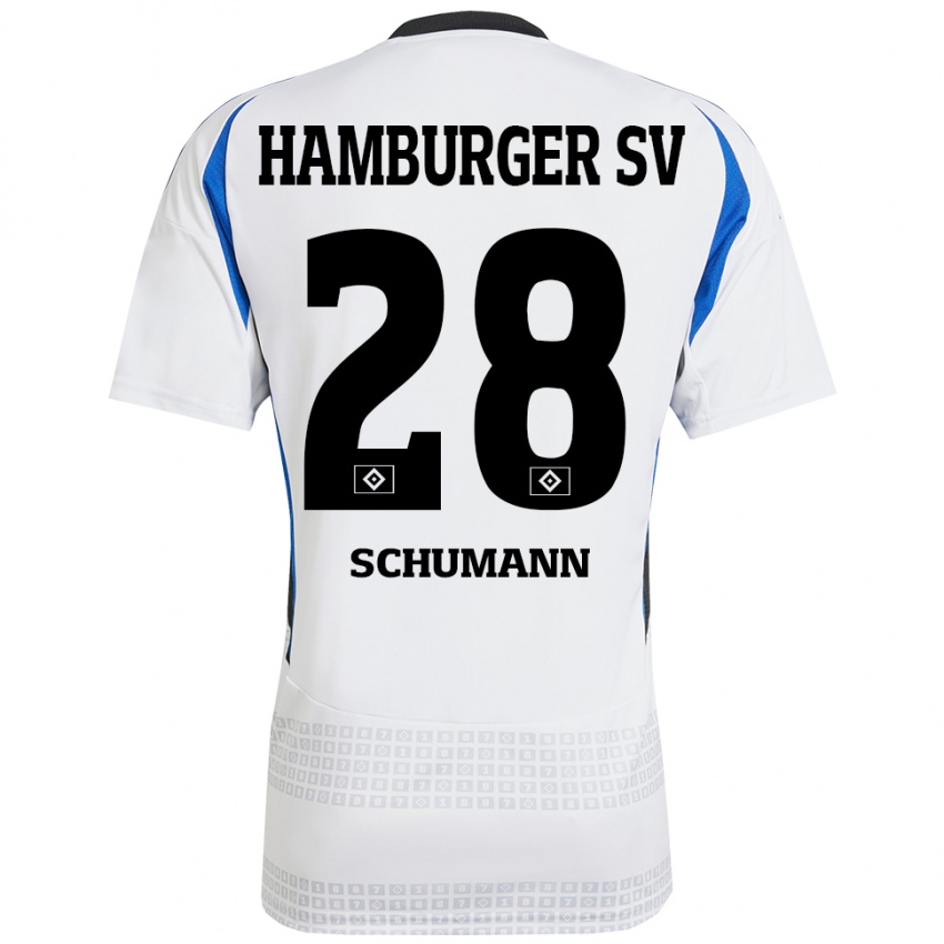 Herren Henri Maximilian Schümann #28 Weiß Blau Heimtrikot Trikot 2024/25 T-Shirt