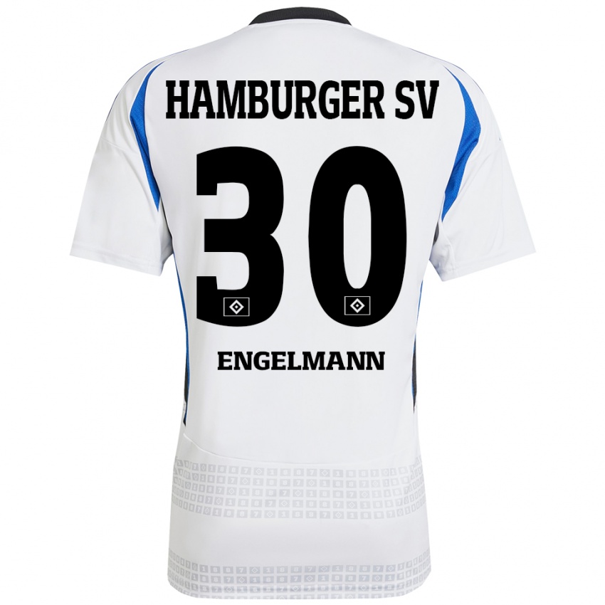 Herren Timon Engelmann #30 Weiß Blau Heimtrikot Trikot 2024/25 T-Shirt