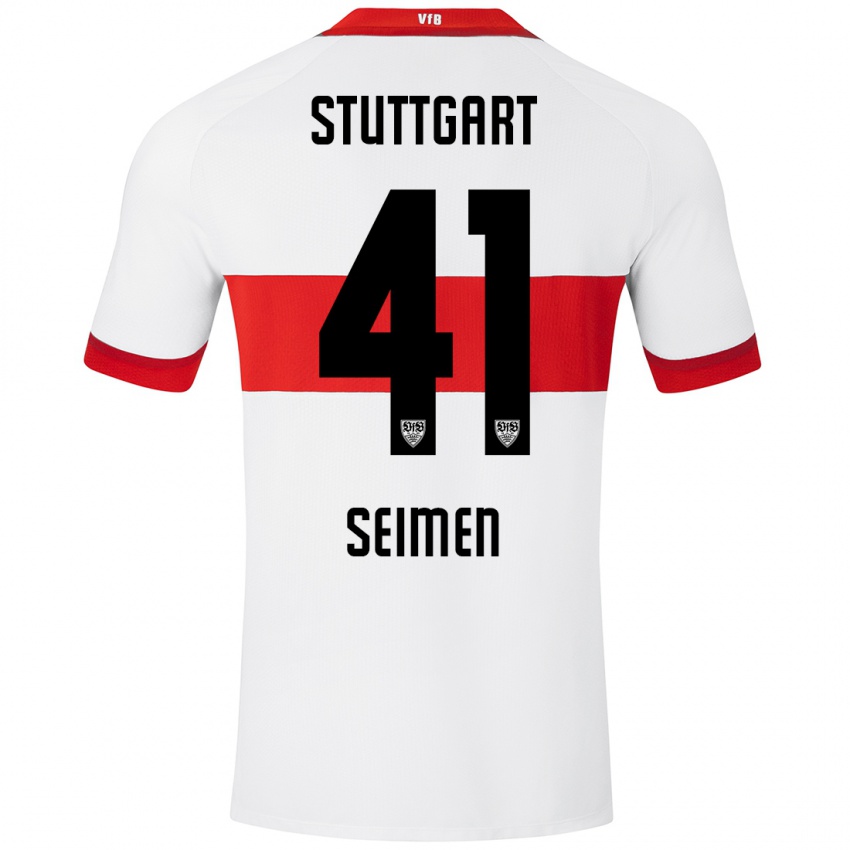 Herren Dennis Seimen #41 Weiß Rot Heimtrikot Trikot 2024/25 T-Shirt