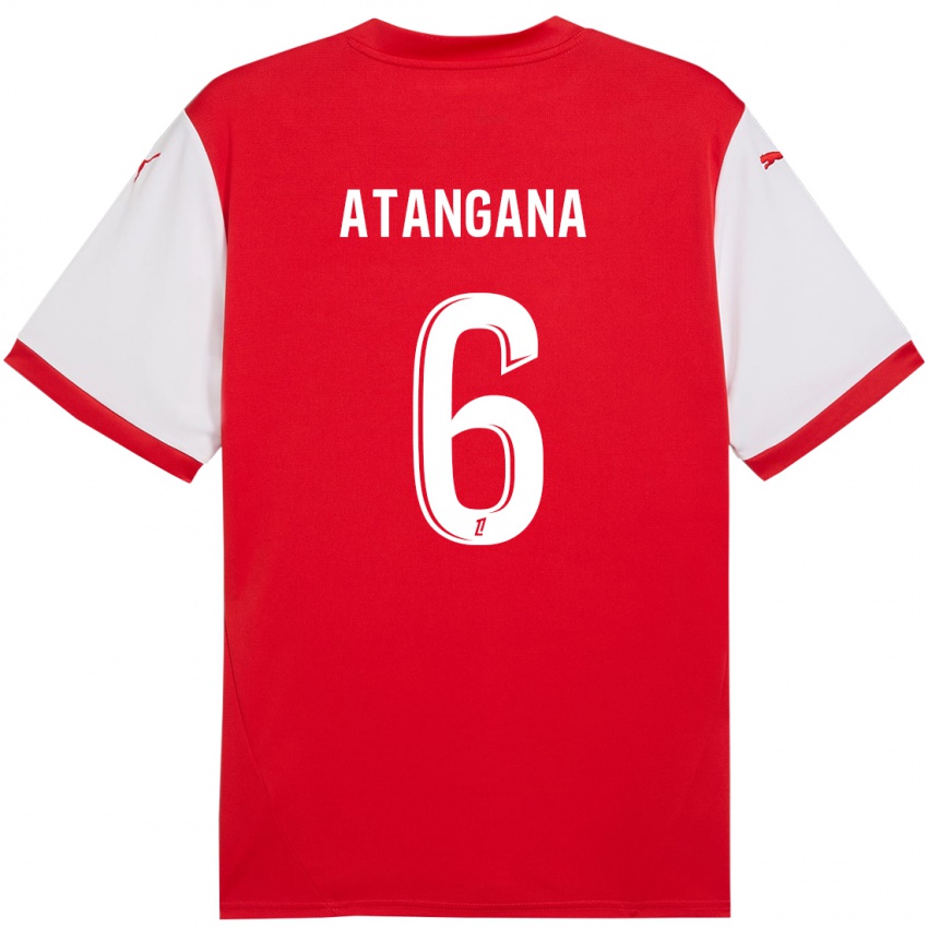 Herren Valentin Atangana Edoa #6 Rot Weiß Heimtrikot Trikot 2024/25 T-Shirt